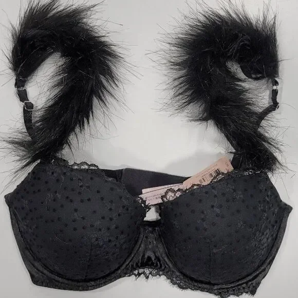Victoria’s Secret Dream Angels Faux Fur Lined Demi Bra 32D - Picture 8 of 10